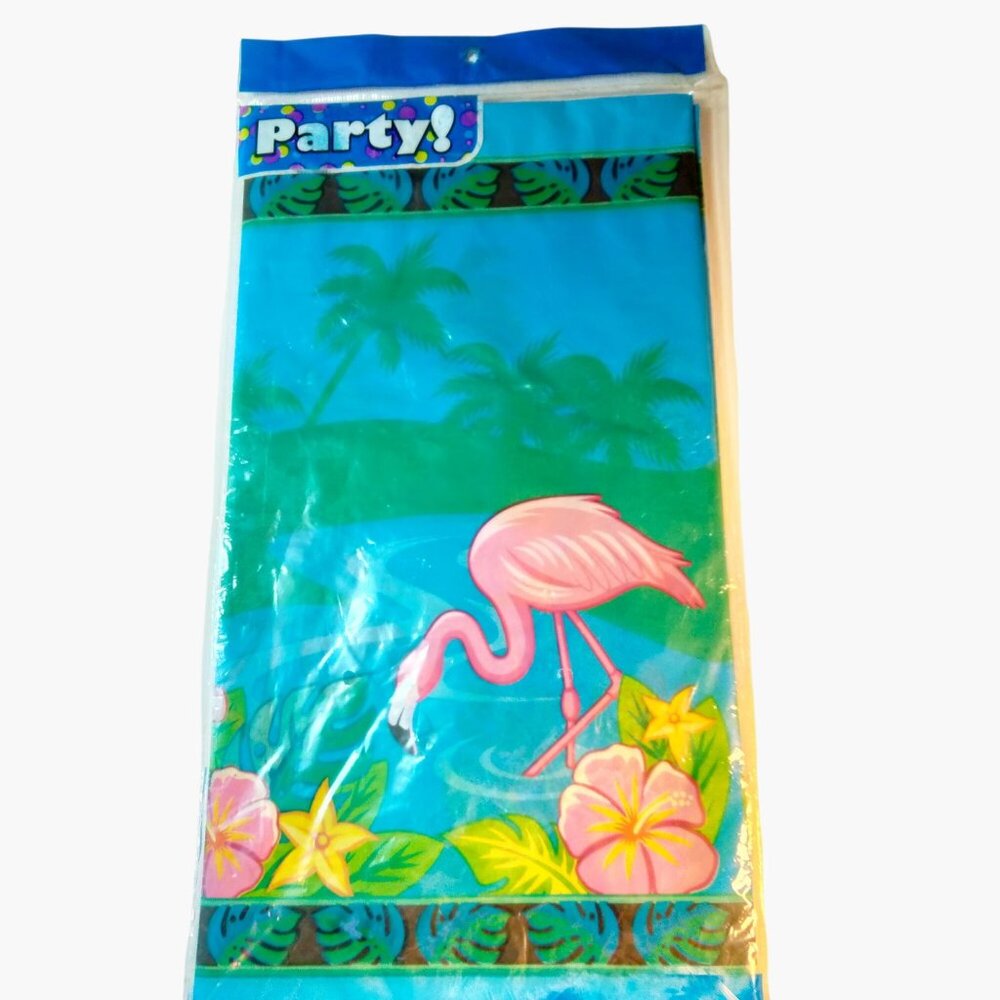 Pink Flamingos Tablecloth Table Cover Tropical  Party Picnic 54 x 108 Plastic